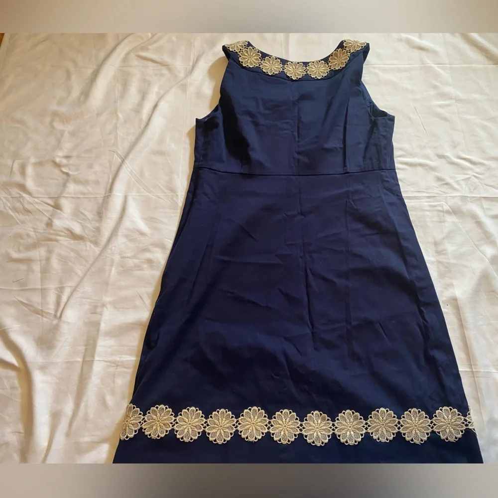 Lilly Pulitzer Navy Gold Women Dress - Size 8 - Sleeveless- Excellent condition - Picture 5 of 12